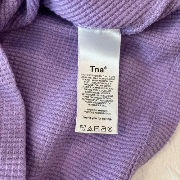 BNWT Aritzia Tna Waffle Notch Crop Tank, Petal Purple, Size Large - Picture 5 of 8